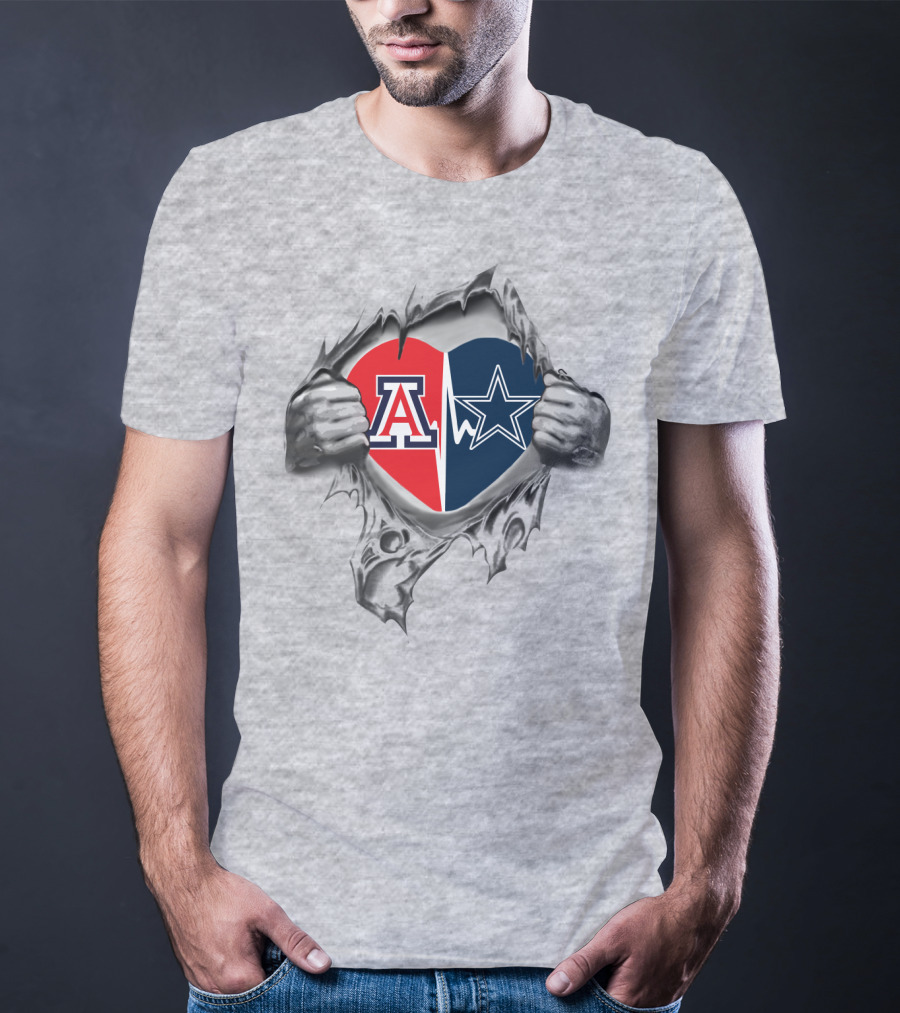 Cowboys Arizona Heart Split With University Block A And Star T-Shirt