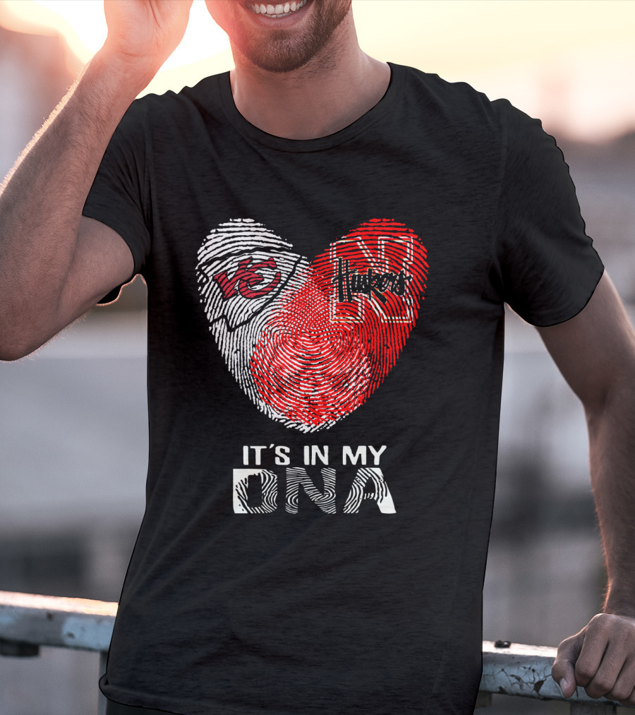 Chiefs Huskers It's In My DNA Fingerprint Heart T-Shirt