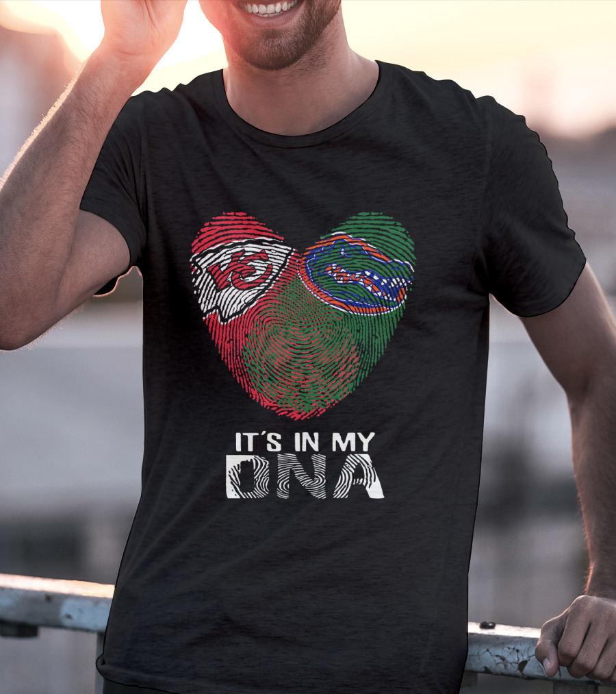 Chiefs Gators It's In My DNA Fingerprint Heart T-Shirt
