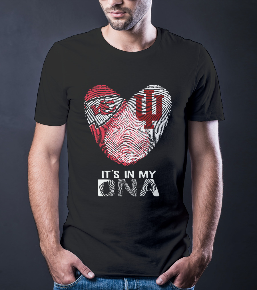 Chiefs Hoosiers It's In My DNA Heart Fingerprint T-Shirt