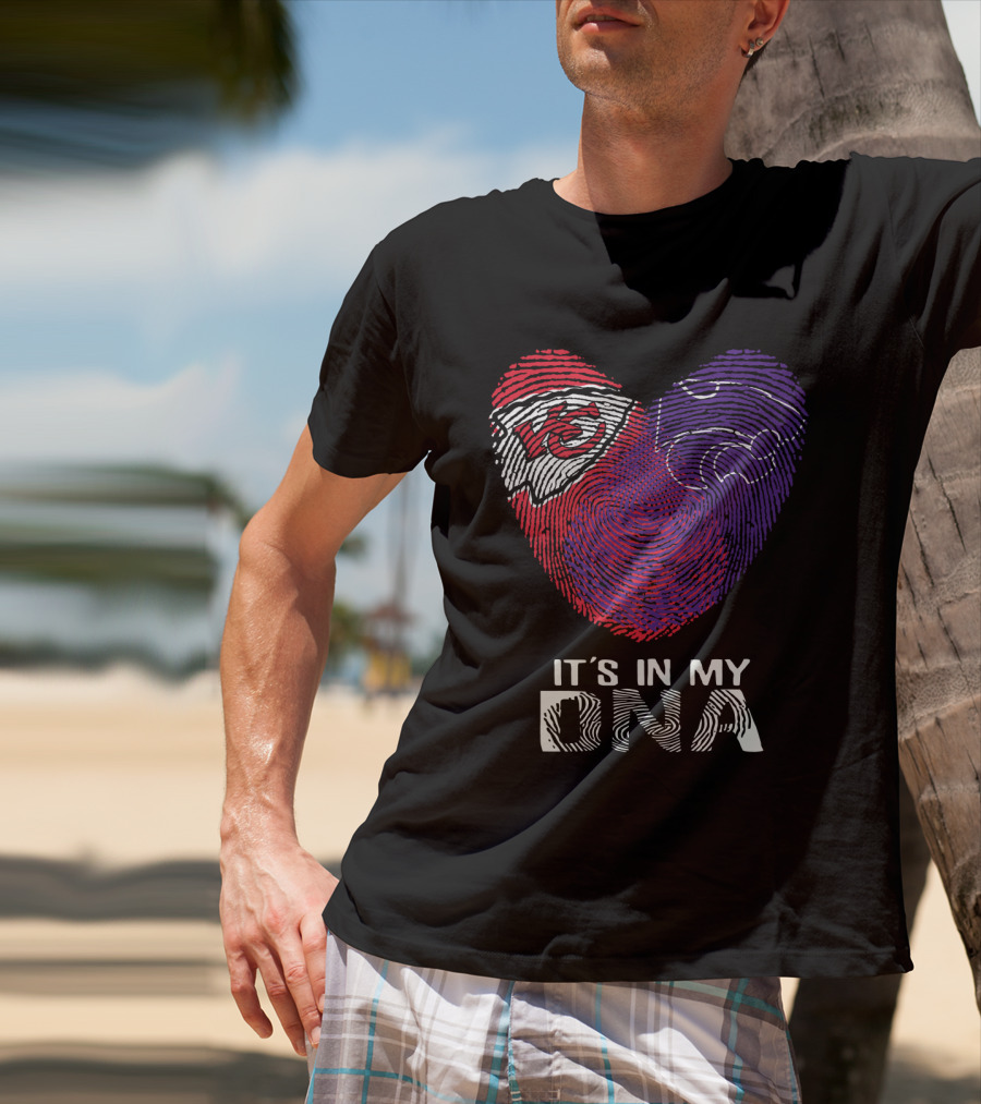 Chiefs Kansas State It's In My Dna Heart Fingerprint T-Shirt