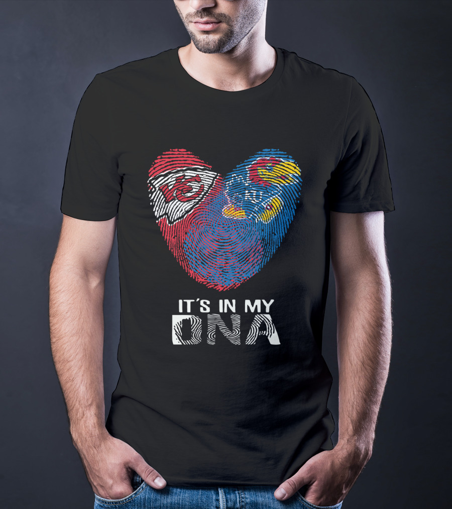 Chiefs KU Jayhawks It's In My DNA Fingerprint Heart T-Shirt