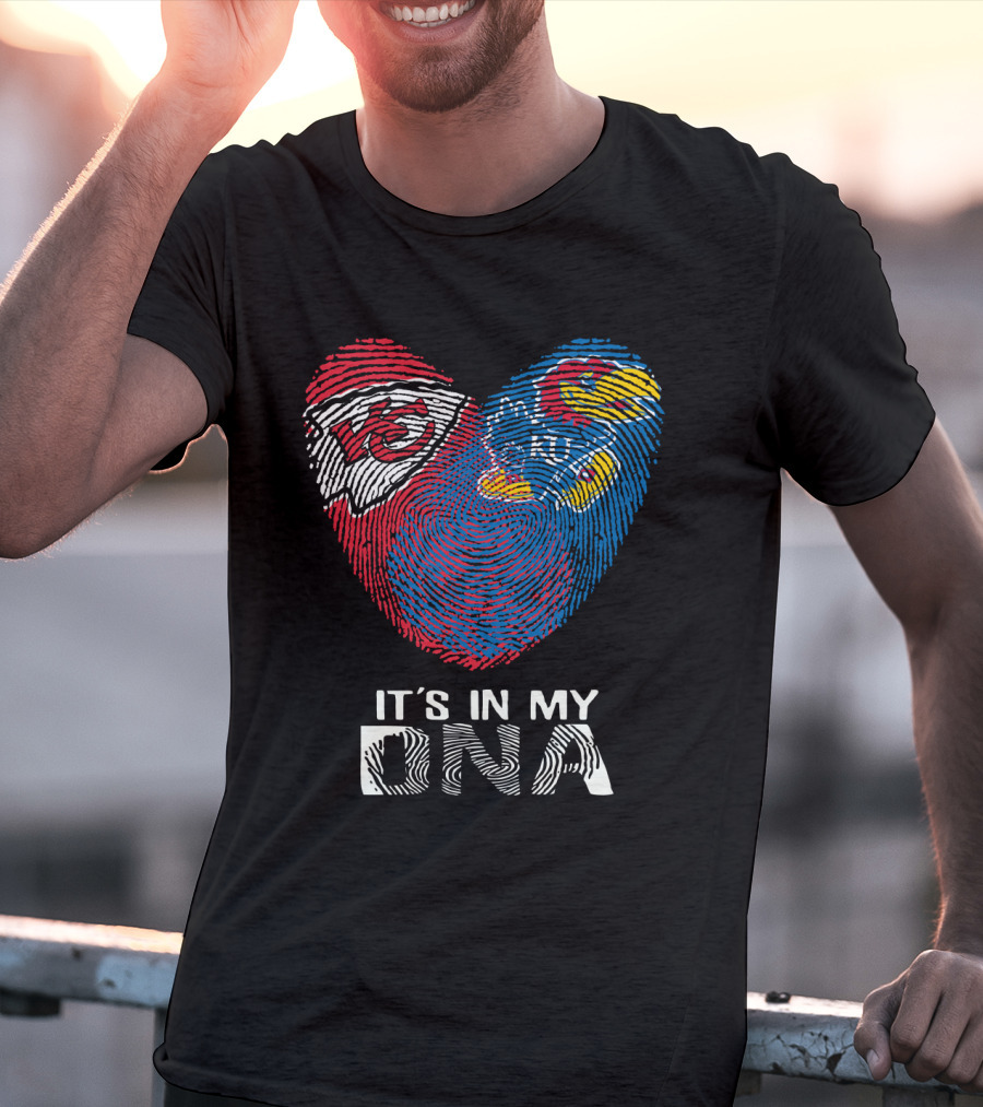 Chiefs KU Jayhawks It's In My DNA Fingerprint Heart T-Shirt