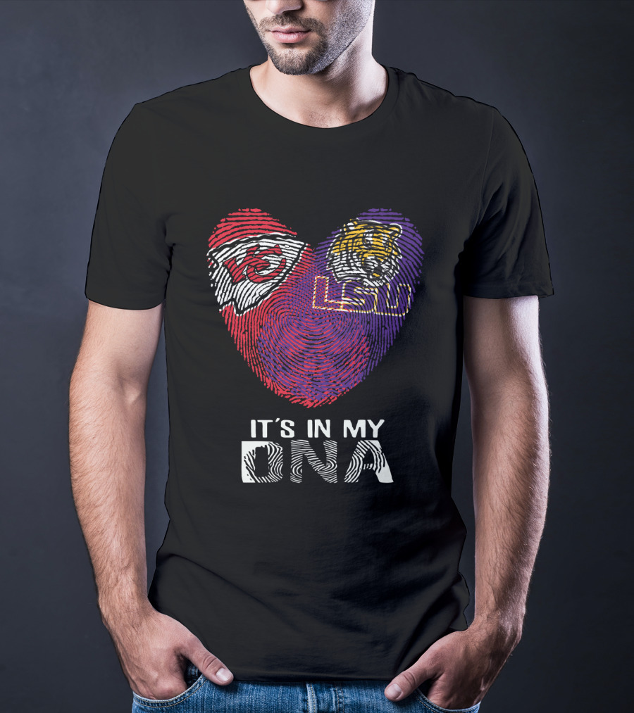 Chiefs LSU It's In My DNA Fingerprint Heart Tiger T-Shirt