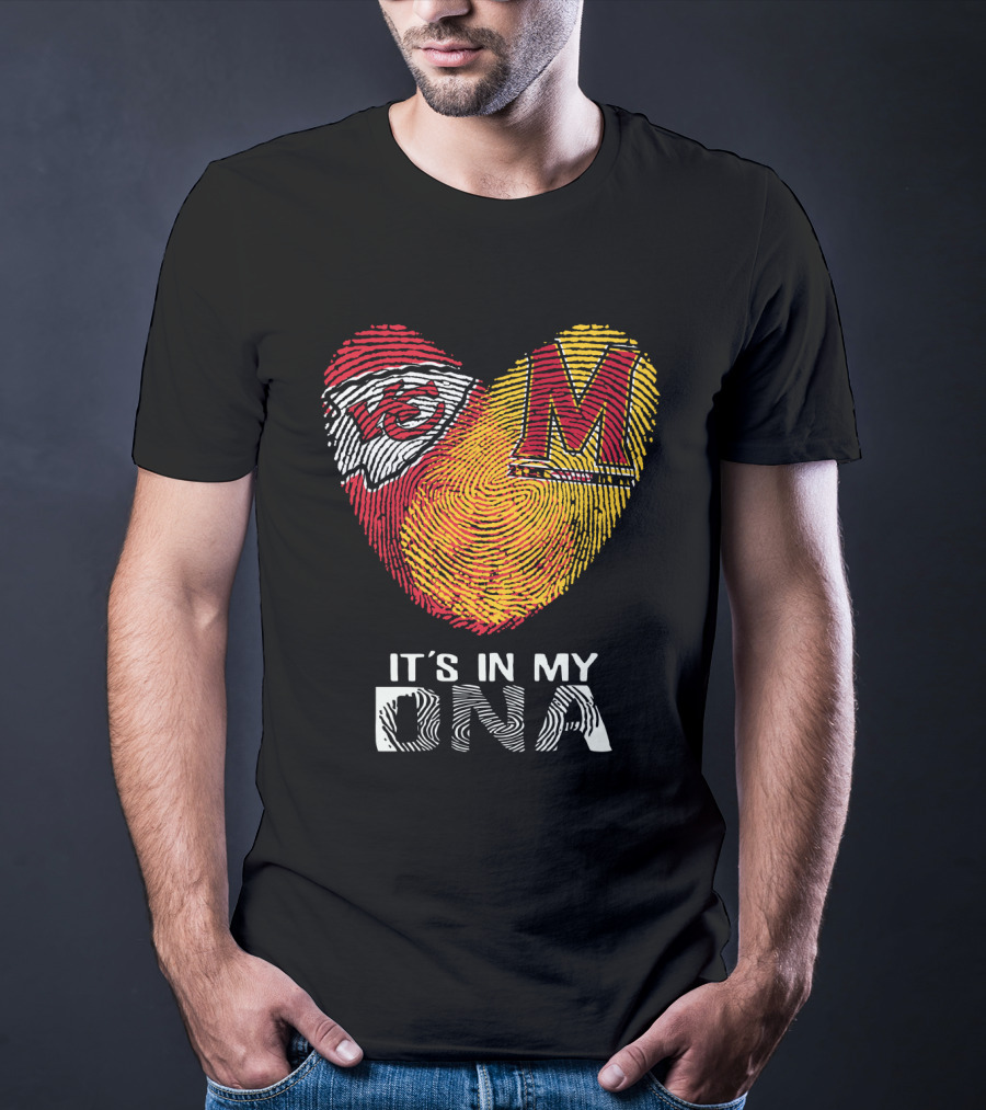 Chiefs Maryland Heart It's In My DNA Fingerprint T-Shirt