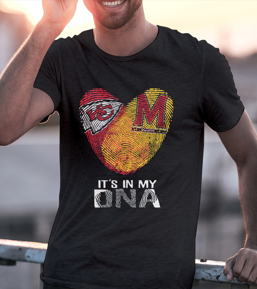 Chiefs Maryland Heart It's In My DNA Fingerprint T-Shirt