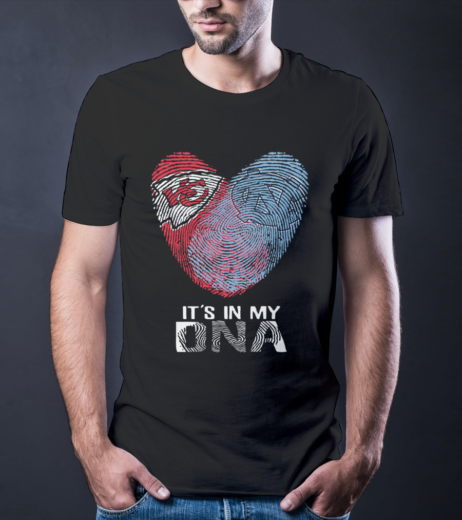 Chiefs Tar Heels It's In My DNA Heart Fingerprint T-Shirt
