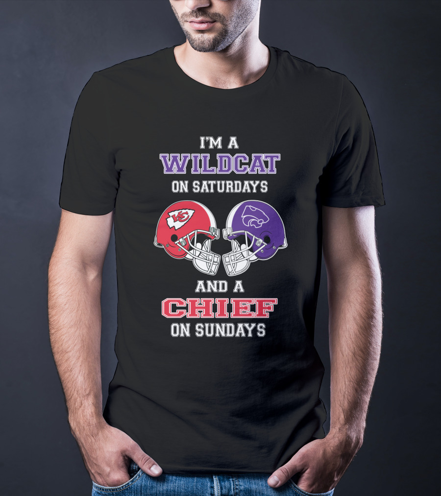 I'm A Wildcat On Saturdays Kansas City Chief On Sundays Football Fan Gear T-Shirt