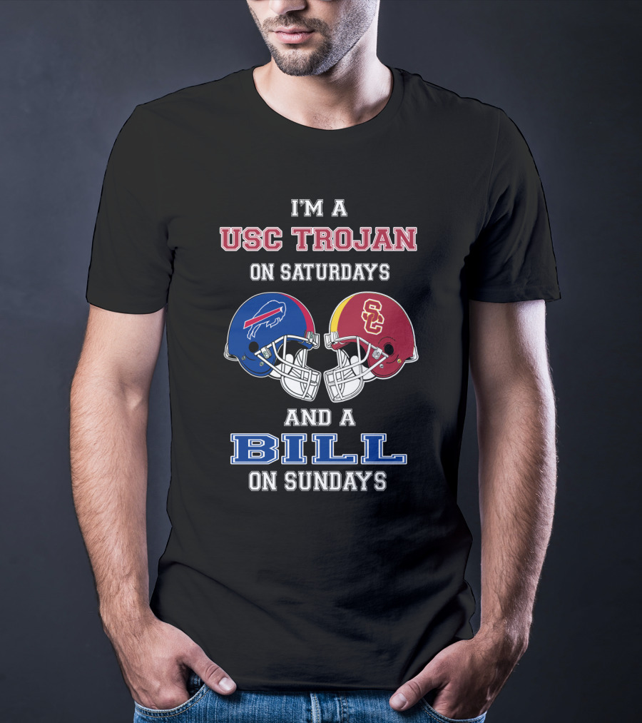 USC Trojan On Saturdays And A Bill On Sundays Football Helmets T-Shirt
