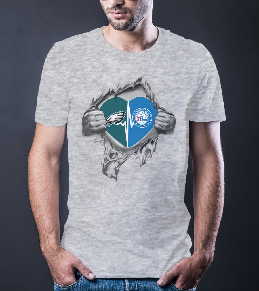 Eagles 76Ers Philadelphia Heart T-Shirt
