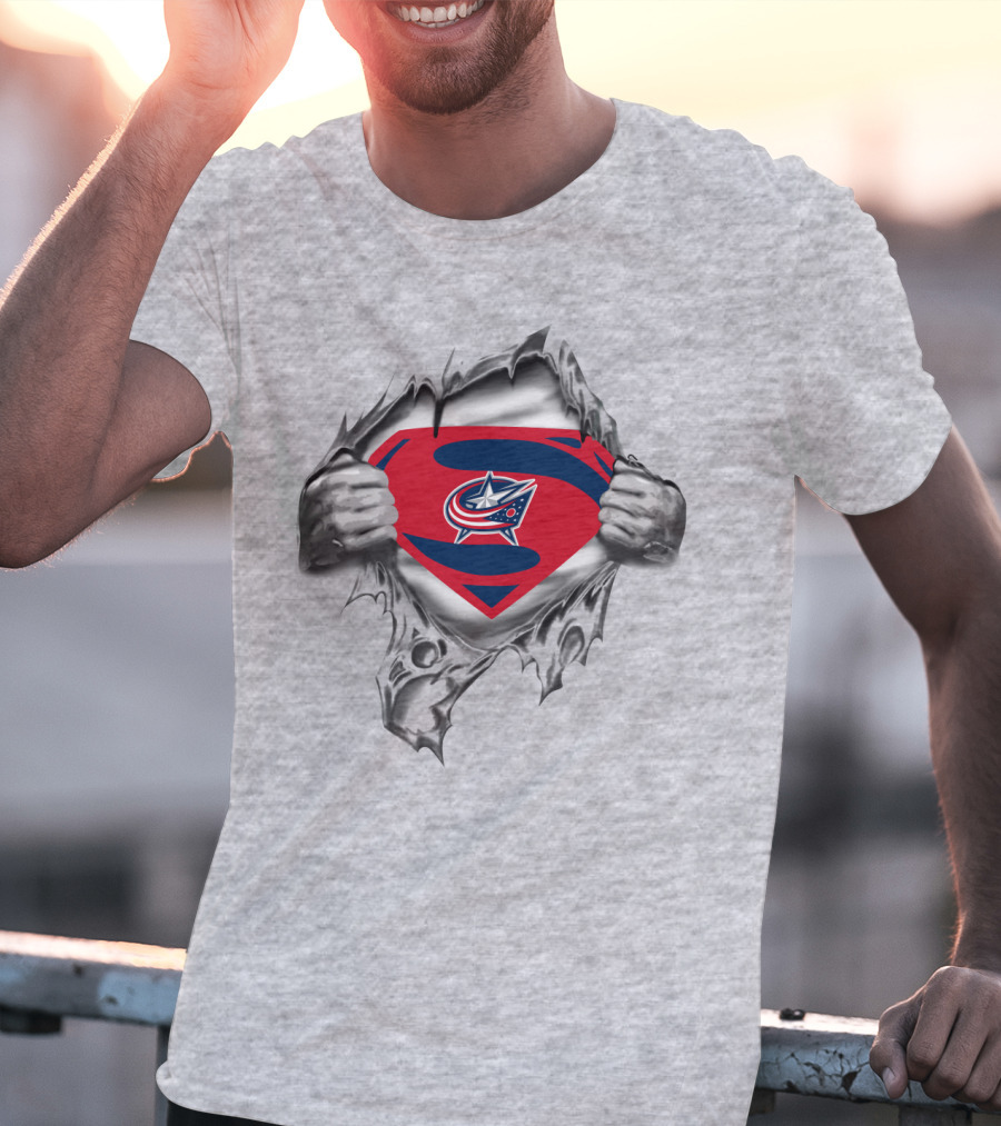 Columbus Blue Jackets Superman Logo Reveal T-Shirt