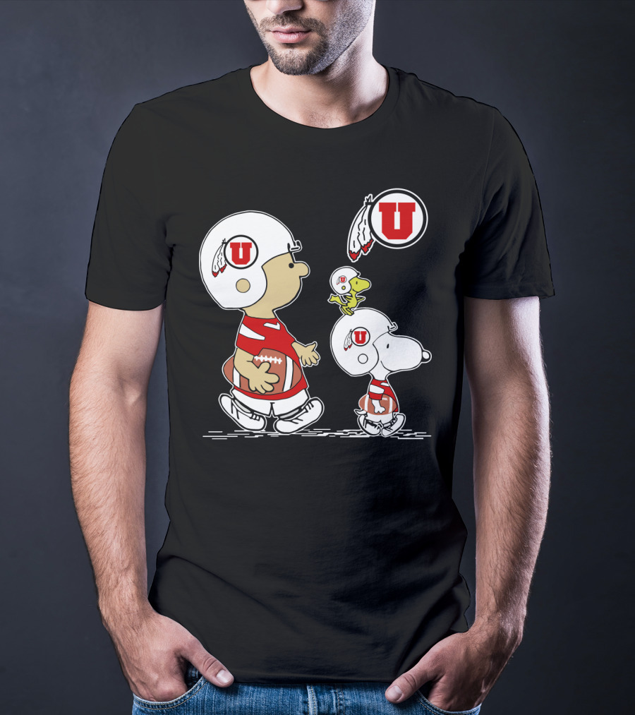 Utah Utes Football Snoopy And Woodstock Team Helmets T-Shirt