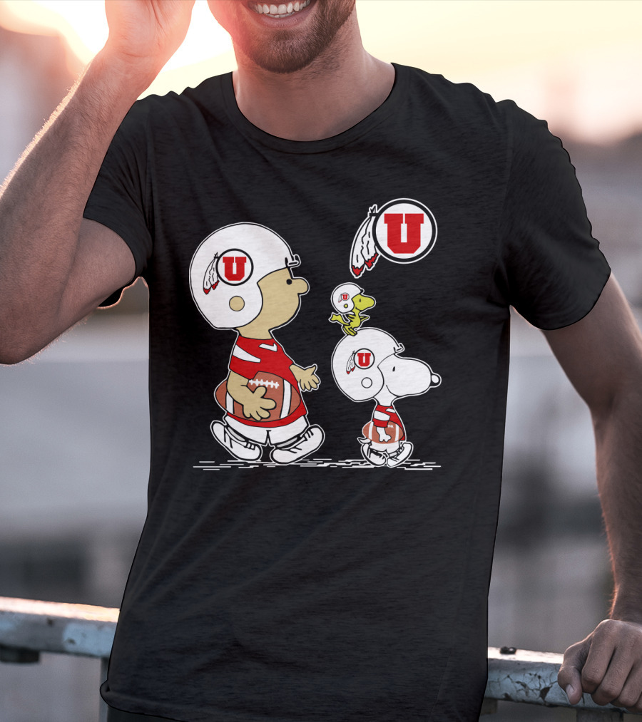 Utah Utes Football Snoopy And Woodstock Team Helmets T-Shirt