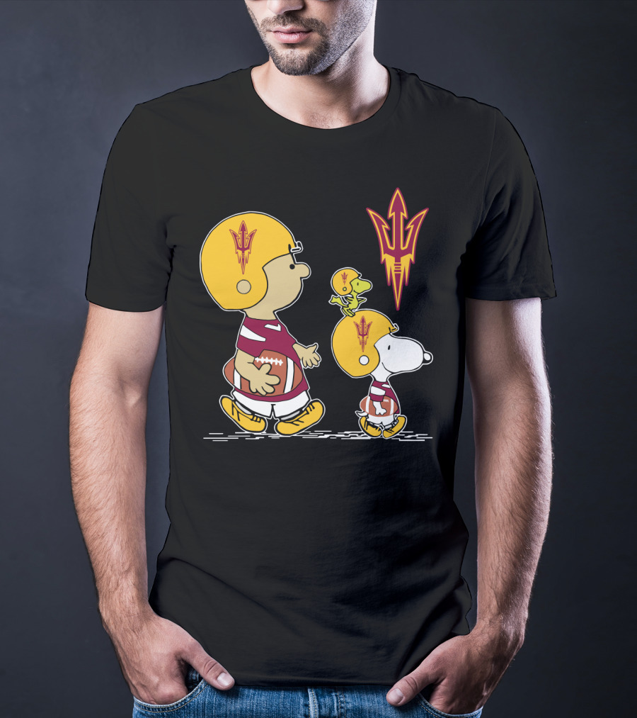Arizona State Peanuts Football Trio Helmet T-Shirt