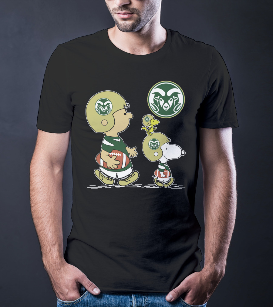 Colorado State Rams Snoopy And Woodstock Football Helmets T-Shirt
