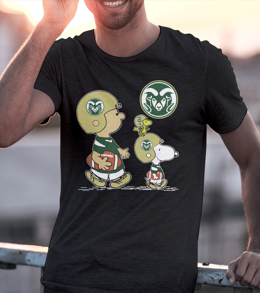 Colorado State Rams Snoopy And Woodstock Football Helmets T-Shirt