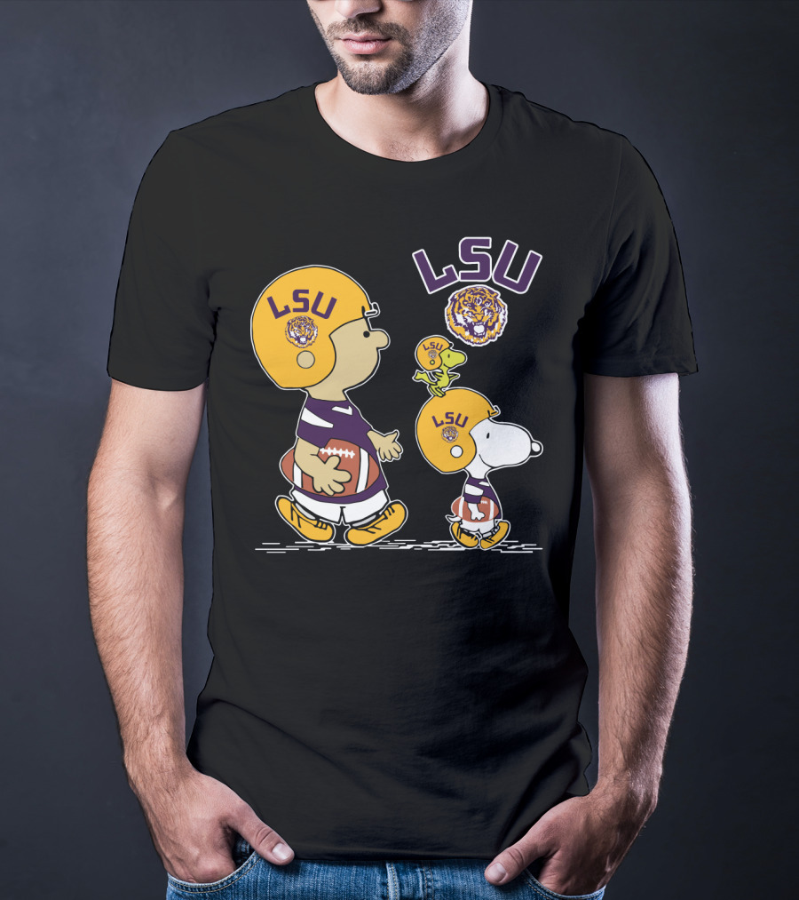 LSU Tigers Peanuts Characters Football Helmets T-Shirt