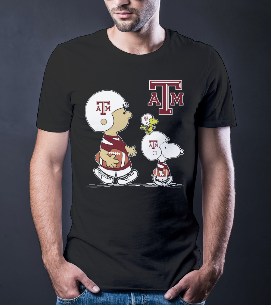 Texas A&M Aggies Snoopy Peanuts Football Woodstock T-Shirt