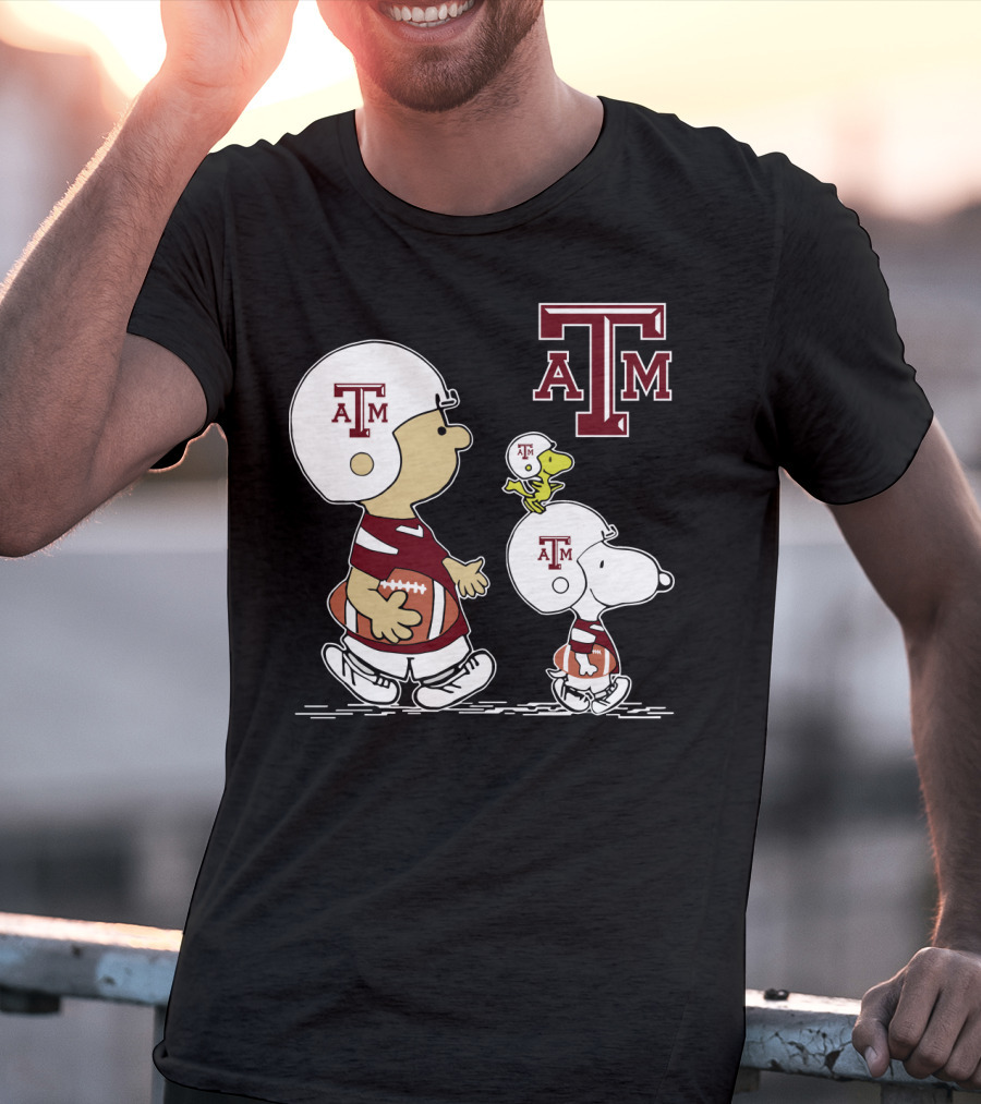 Texas A&M Aggies Snoopy Peanuts Football Woodstock T-Shirt