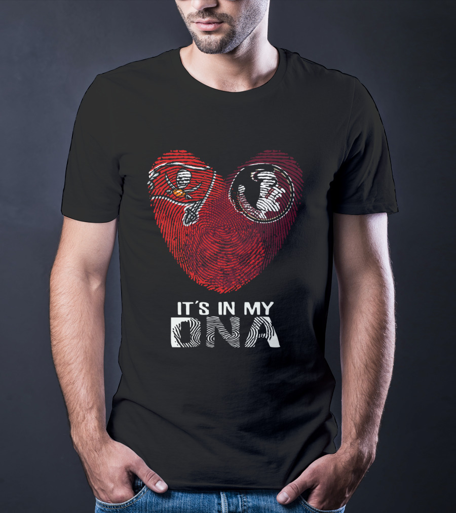 Buccaneers Seminoles It's In My Dna Fingerprint Heart T-Shirt
