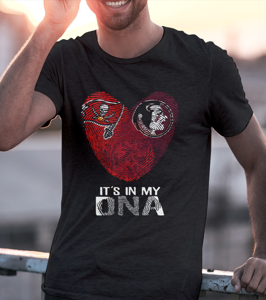 Buccaneers Seminoles It's In My Dna Fingerprint Heart T-Shirt