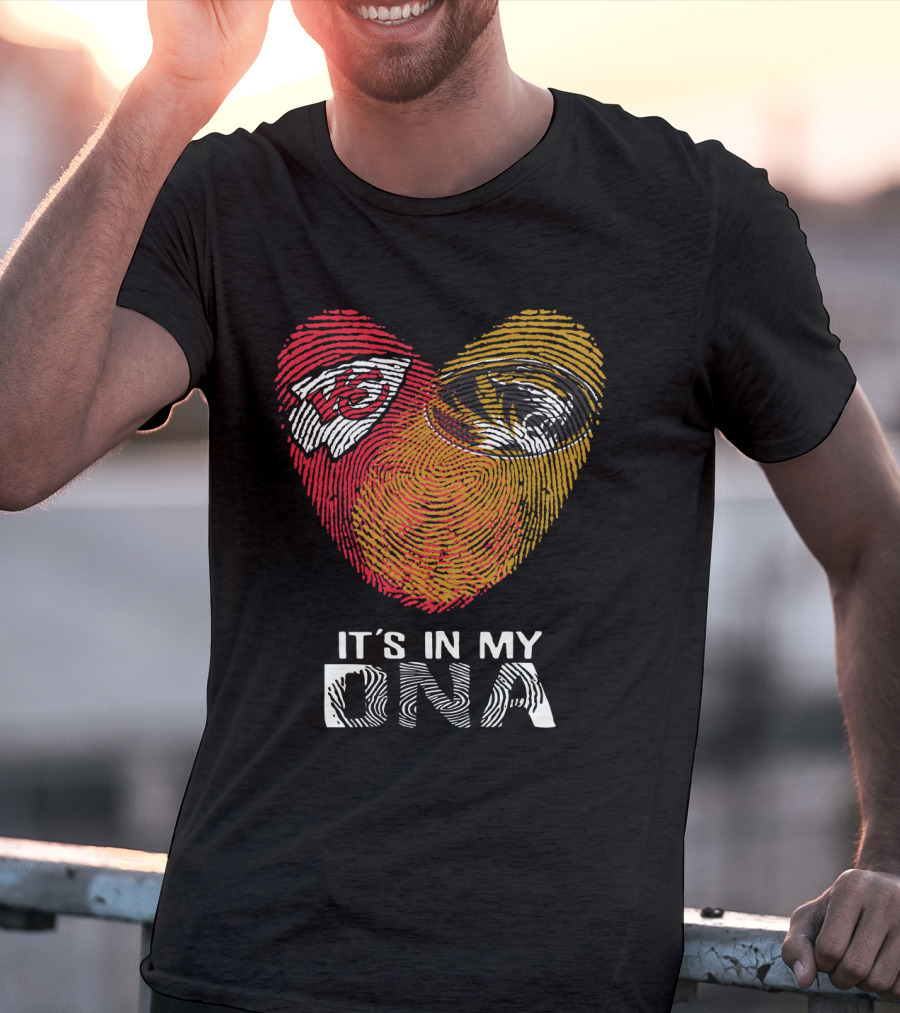 Chiefs Missouri Tigers It's In My Dna Fingerprint Heart T-Shirt