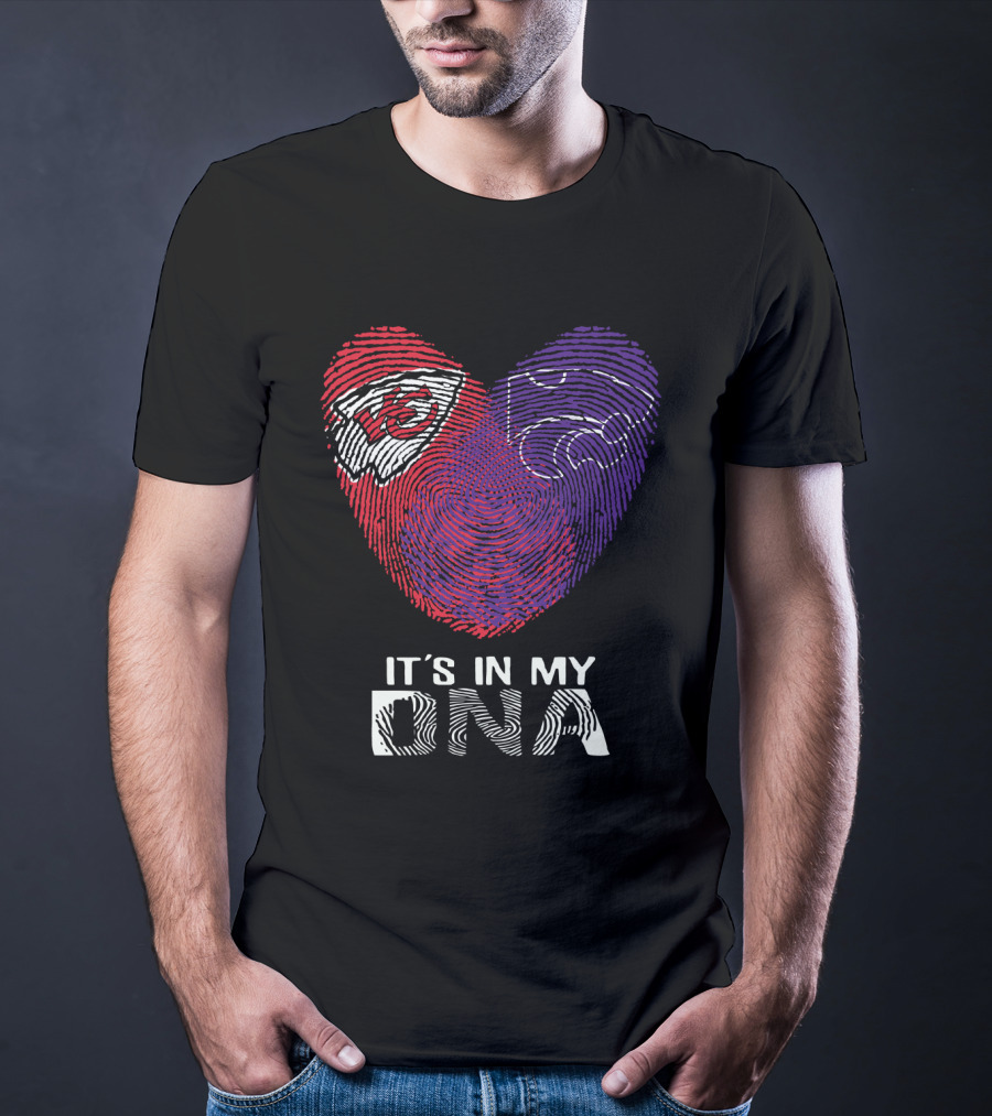 Chiefs Kansas State It's In My DNA Heart Fingerprint T-Shirt