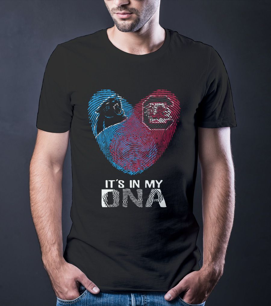 Panthers Gamecock It's In My DNA Fingerprint Heart T-Shirt