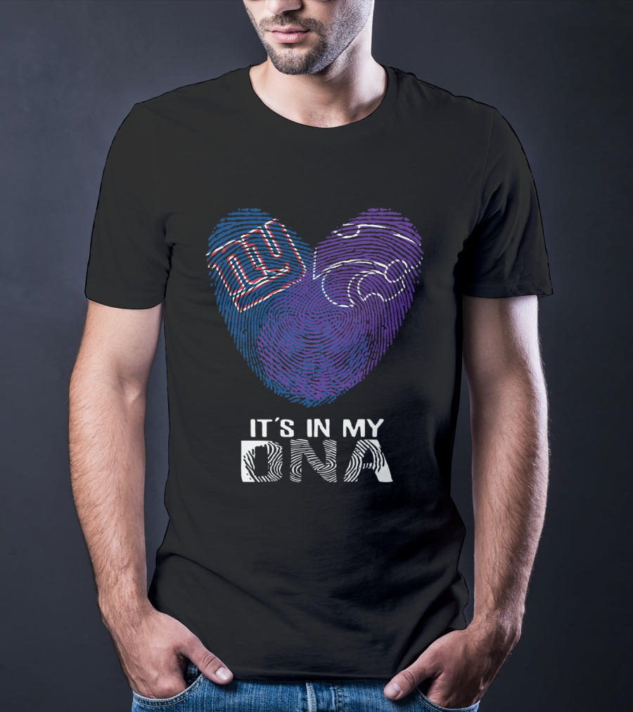 Giants Kansas St It's In My DNA Fingerprint Heart T-Shirt