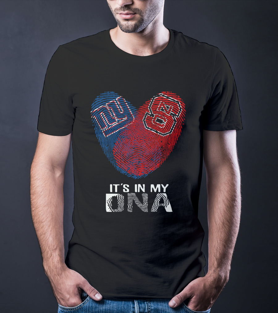 Giants NC State It's In My DNA Fingerprint Heart T-Shirt
