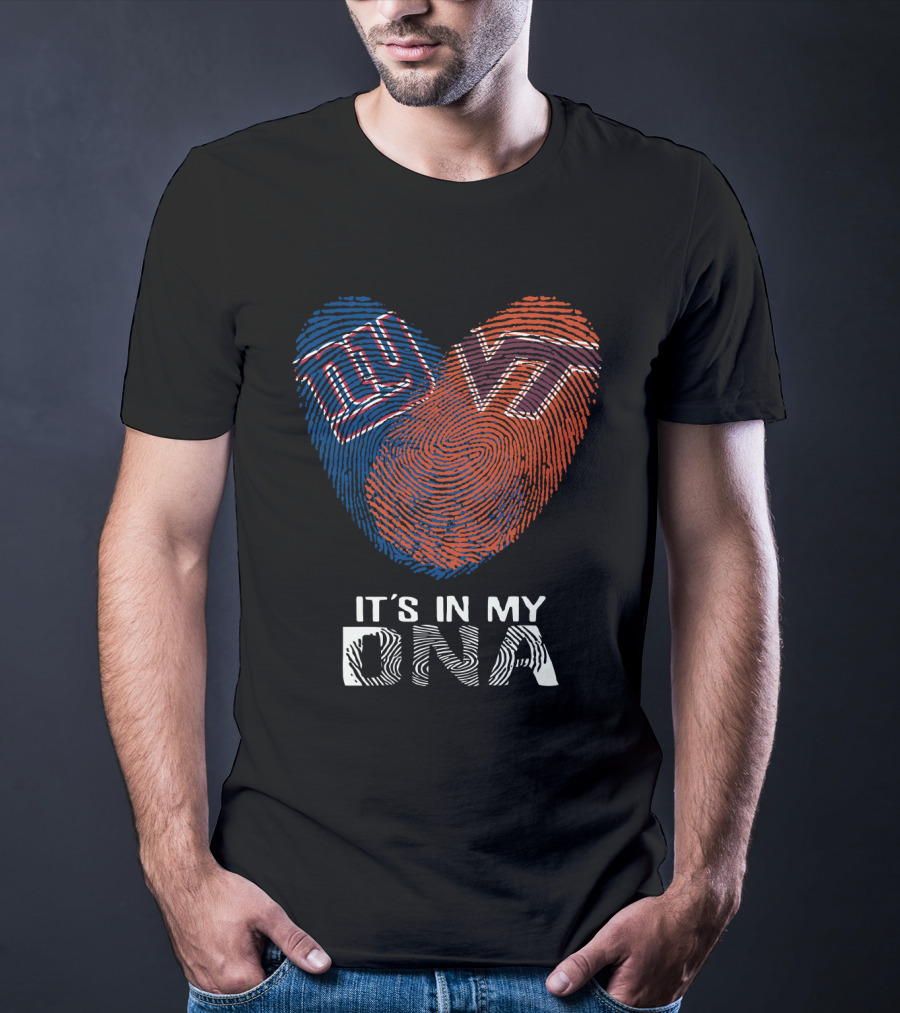 Giants VT It's In My DNA Fingerprint Heart T-Shirt