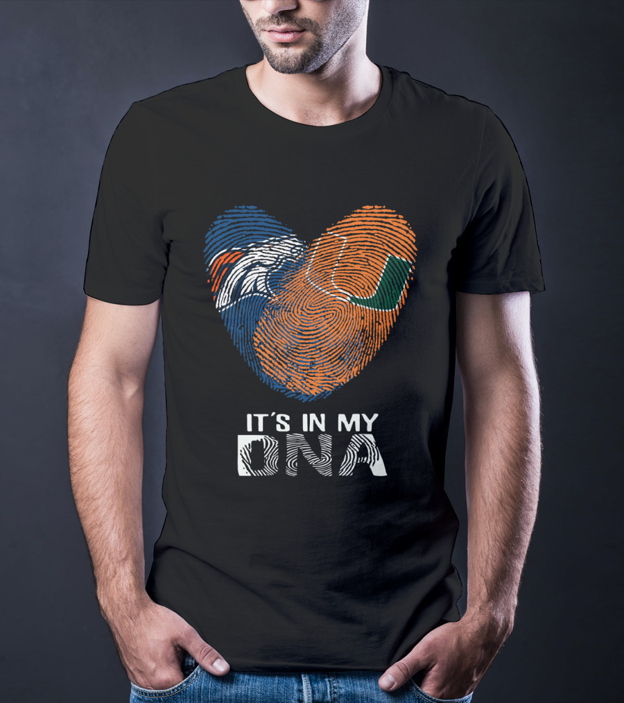 Broncos Hurricanes It's In My DNA Fingerprint Heart T-Shirt