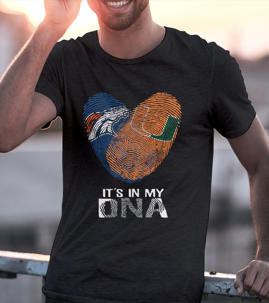 Broncos Hurricanes It's In My DNA Fingerprint Heart T-Shirt