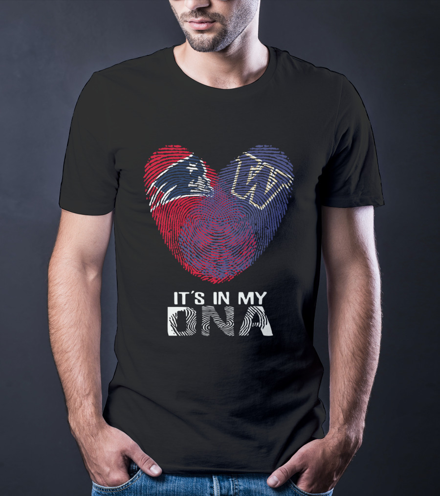 Patriots Huskies Fingerprint Heart It's In My DNA T-Shirt