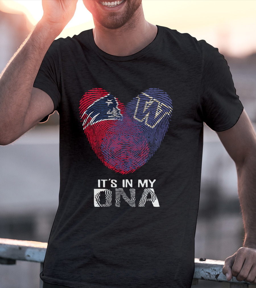 Patriots Huskies Fingerprint Heart It's In My DNA T-Shirt