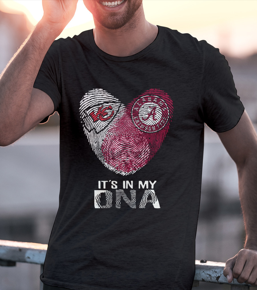Chiefs Alabama It's In My DNA Fingerprint Kansas City Crimson Tide Heart T-Shirt