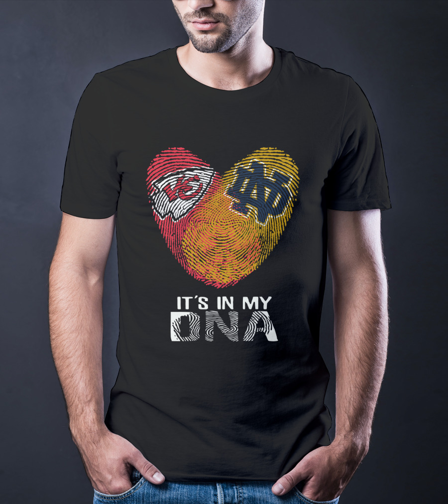 Chiefs Notre Dame It's In My DNA Fingerprint Heart T-Shirt