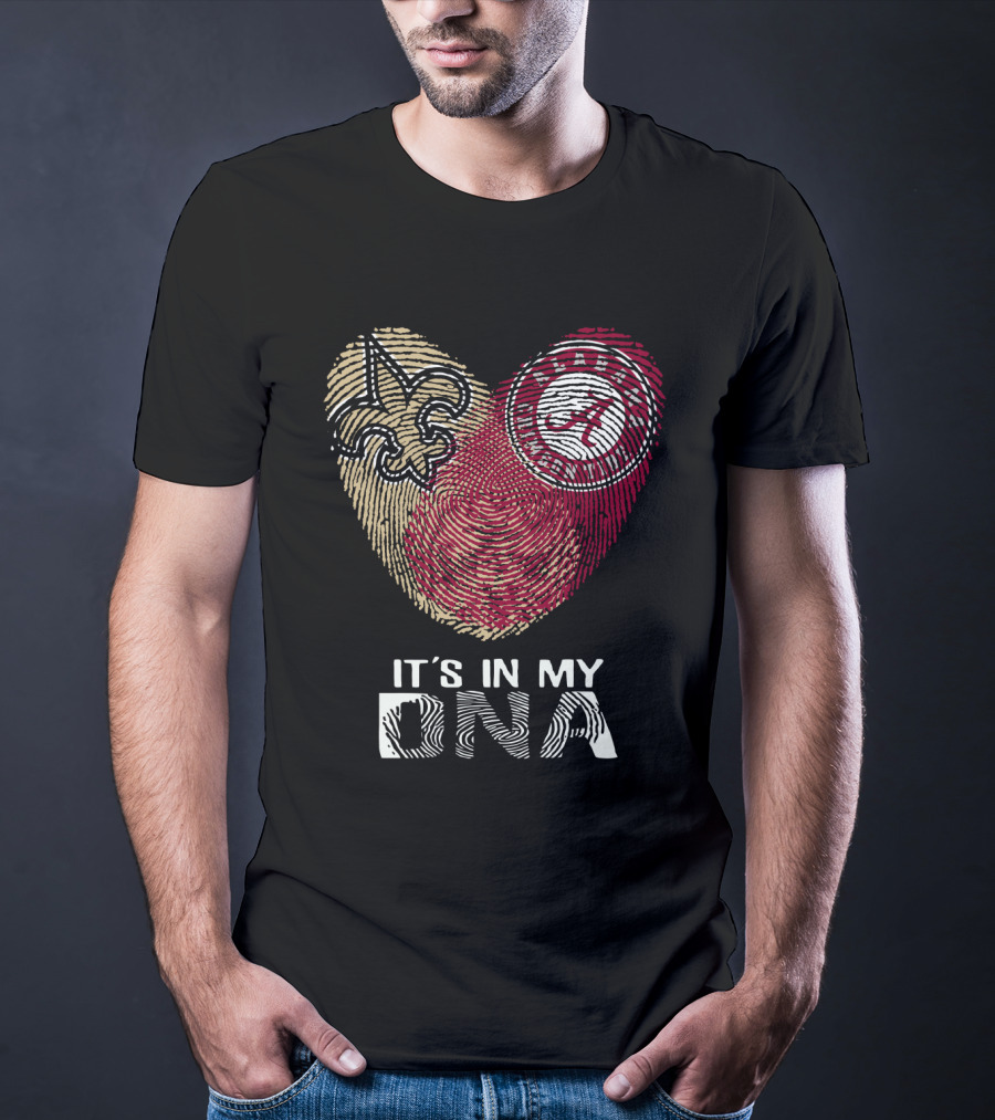 Saints Alabama It's In My DNA Fleur-de-Lis Fingerprint Crimson Tide T-Shirt
