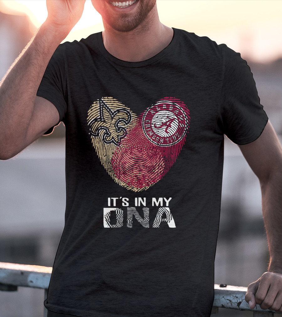 Saints Alabama It's In My DNA Fleur-de-Lis Fingerprint Crimson Tide T-Shirt