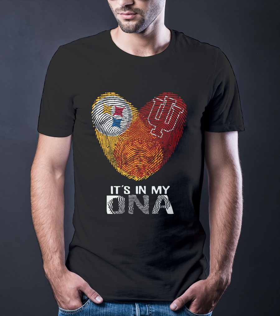 Steelers Indiana Hoosiers It's In My DNA Fingerprint Heart T-Shirt