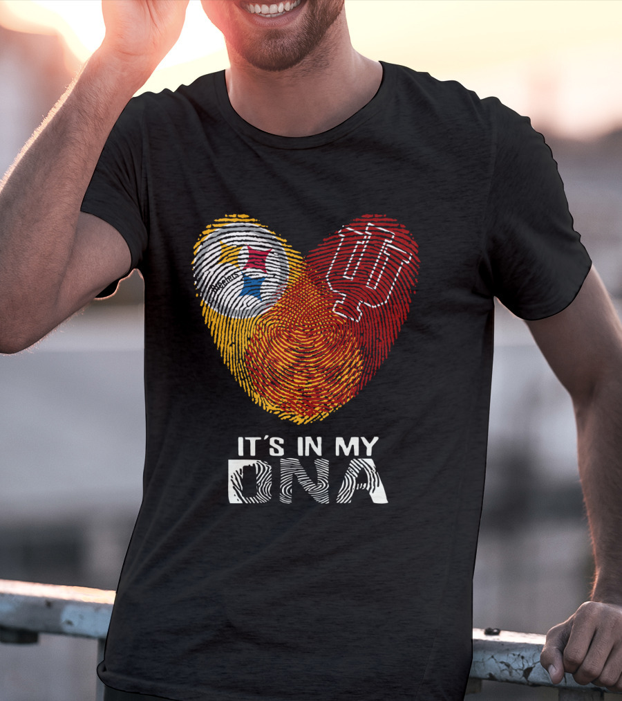 Steelers Indiana Hoosiers It's In My DNA Fingerprint Heart T-Shirt