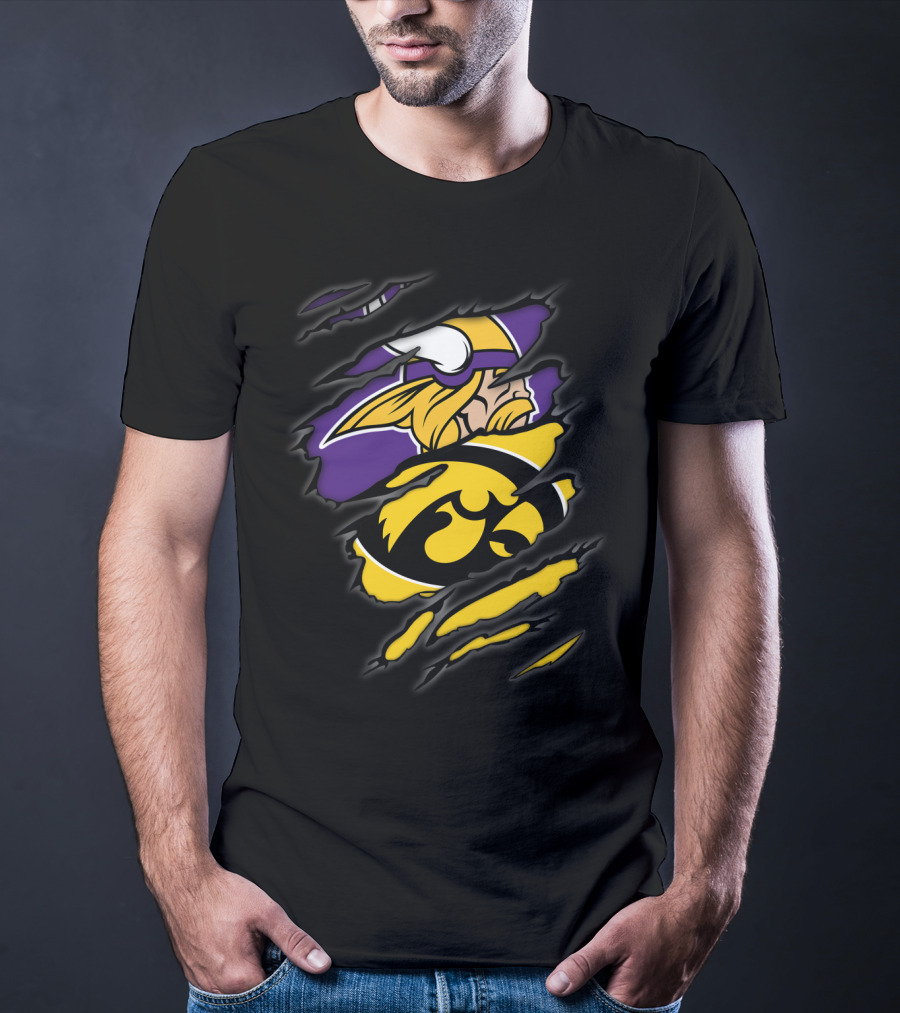 Minnesota Vikings And University Of Iowa Hawkeyes Inspired T-Shirt