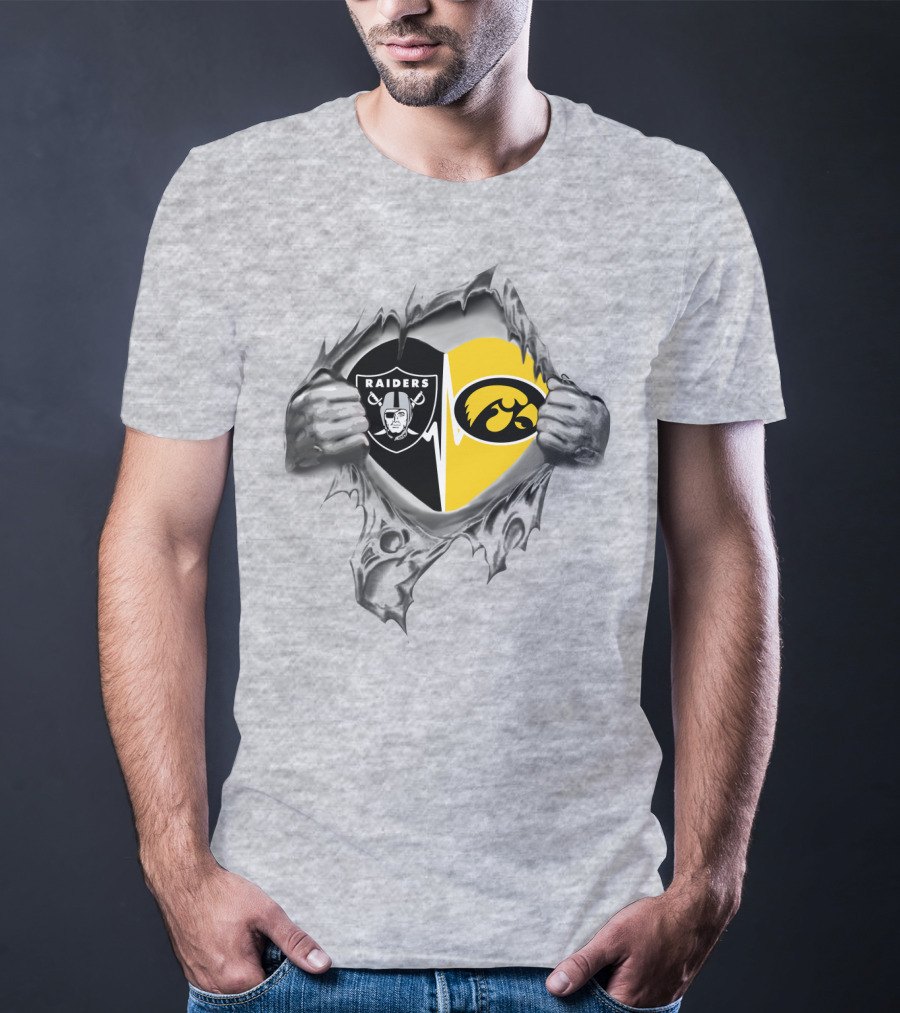 Raiders Hawkeyes It's In My Heart Dual Logo Reveal T-Shirt