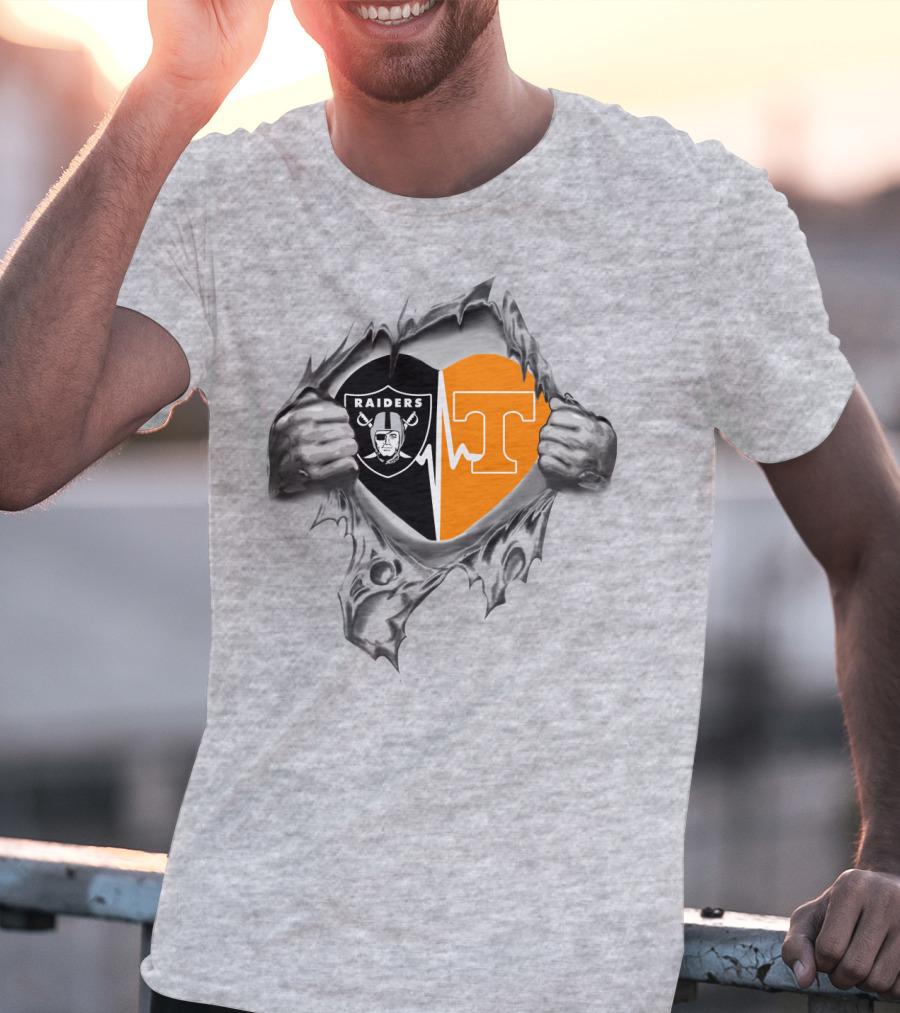 Raiders Tennessee Heartbeat Iconic Dual Loyalty Fan Passion T-Shirt