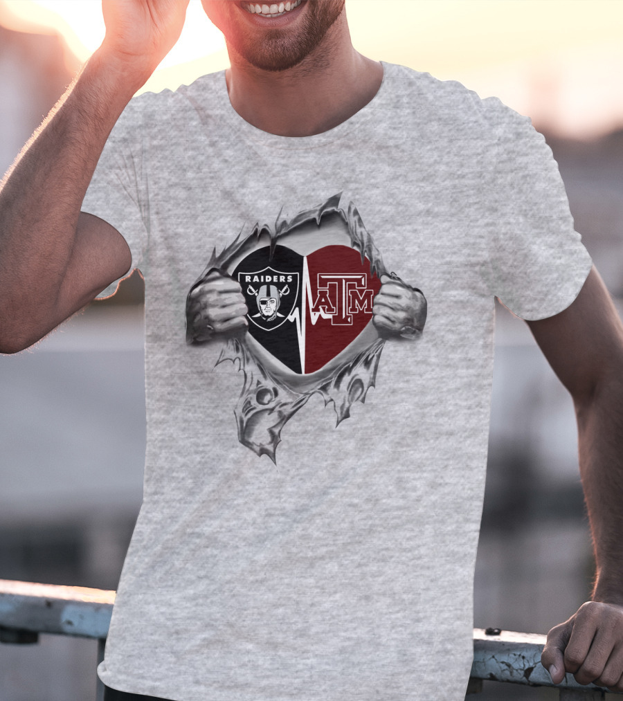 Raiders Aggies Heart Hands T-Shirt