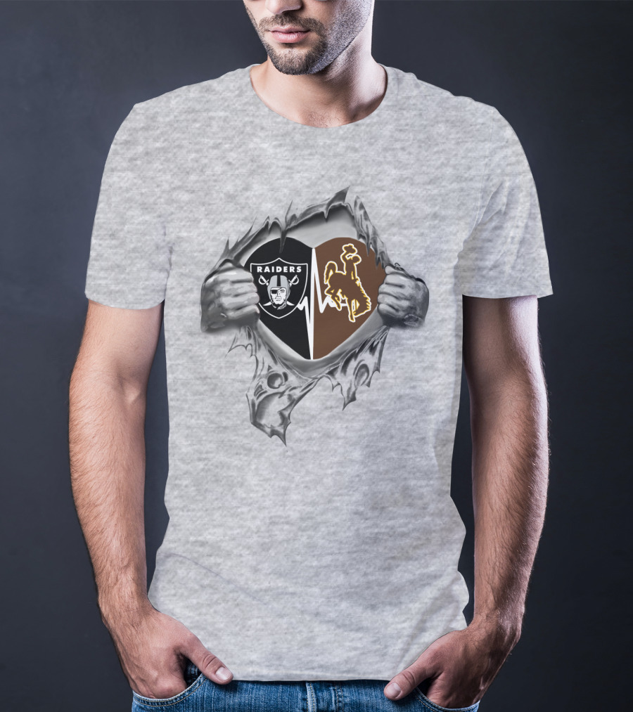 Raiders Wyoming Cowboys Heartbeat Passion Loyalty Sports Connection T-Shirt