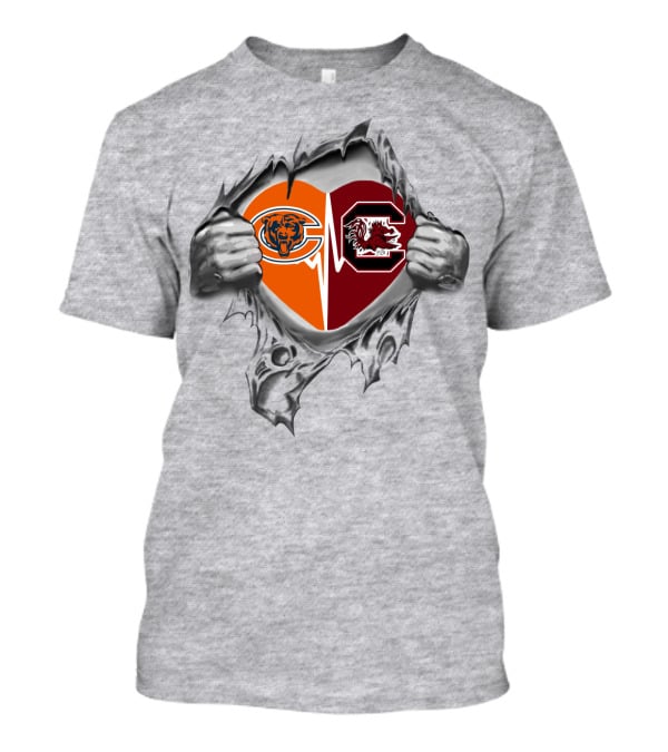 Bears Gamecocks Heart Logo Tear T-Shirt
