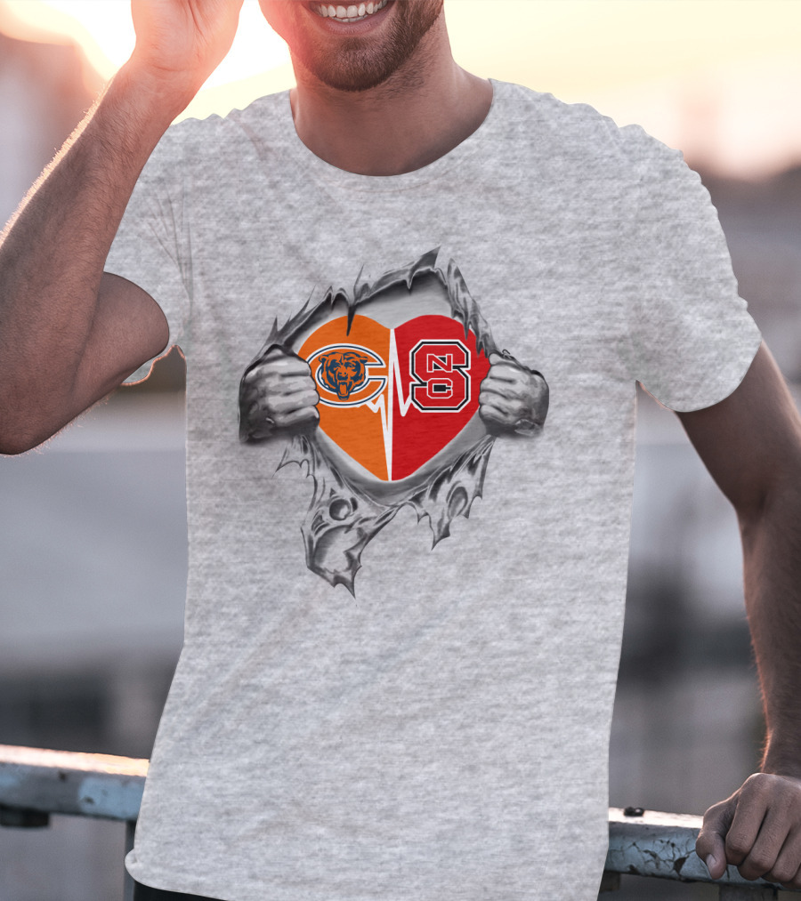 Bears Nc State Heart Logo Combination Passion T-Shirt