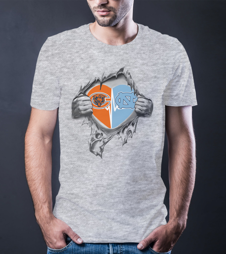 Bears Tar Heels Heart Break Open Logo Fusion T-Shirt