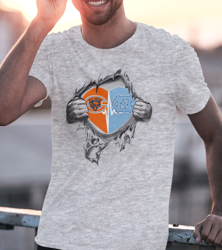 Bears Tar Heels Heart Break Open Logo Fusion T-Shirt
